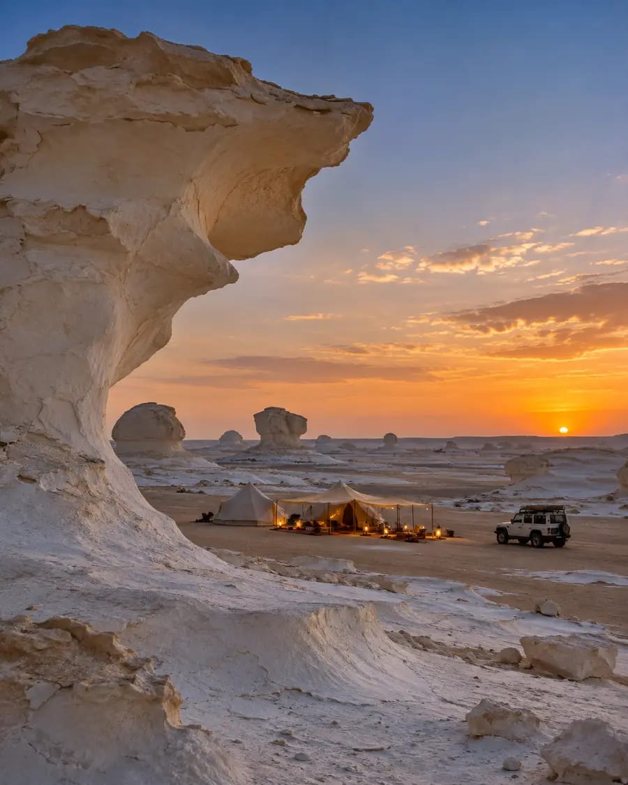 Il Deserto Bianco al tramonto